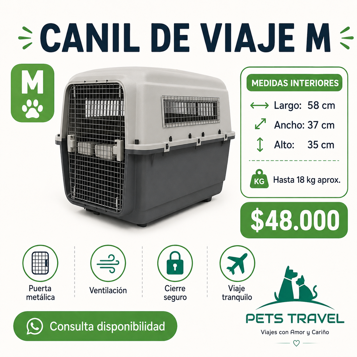 Canil de viaje talla M